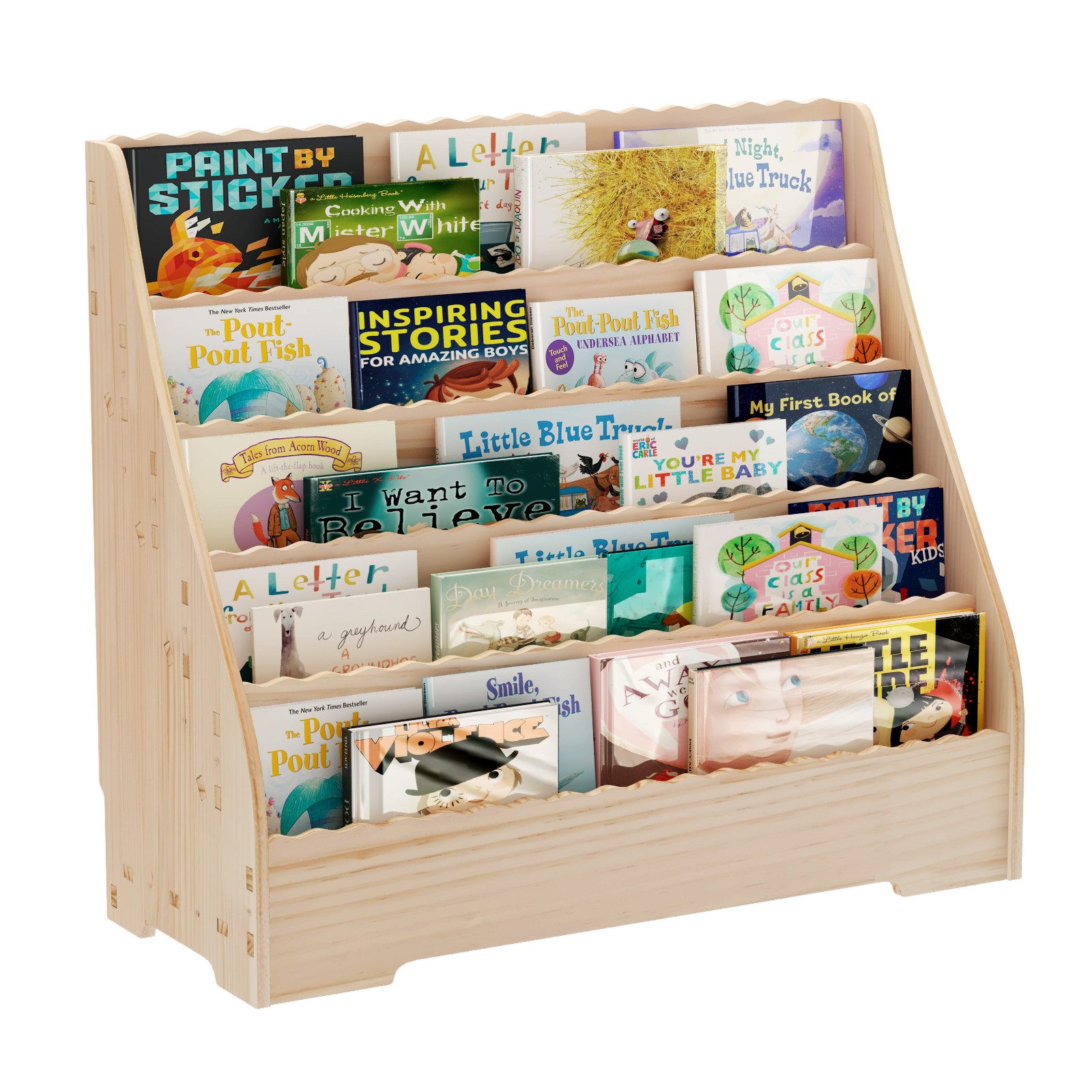 GarveeMore Bücherregal 5-Tier Kinder Bücherregal,hölzernes Kinder Buch Rack günstig online kaufen
