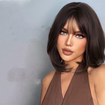 AFAZ New Trading UG Kostüm-Perücke Kurze BOB Damen Perücken Leichte Wavy Wigs Synthetische Perücken, Kurzhaar-Kapuzenperücke, geeignet für das tägliche Cosplay