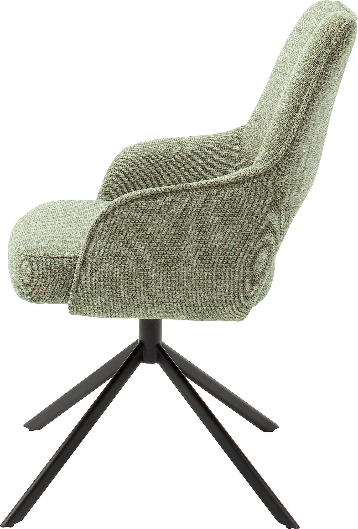 MCA furniture Armlehnstuhl Bangor (2 St), belastbar Stuhl mit Kg drehbar 120 Olive 180° | Stoffbezug, Nivellierung, Olive bis