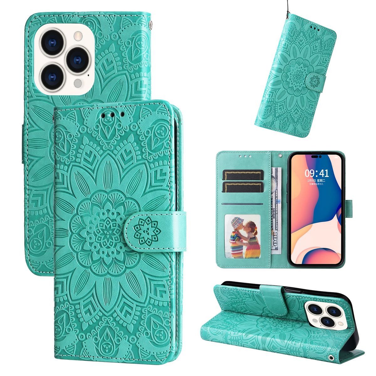 König Design Handyhülle Apple iPhone 14 Pro, Schutzhülle Schutztasche Case Cover Etuis Wallet Klapptasche Bookstyle