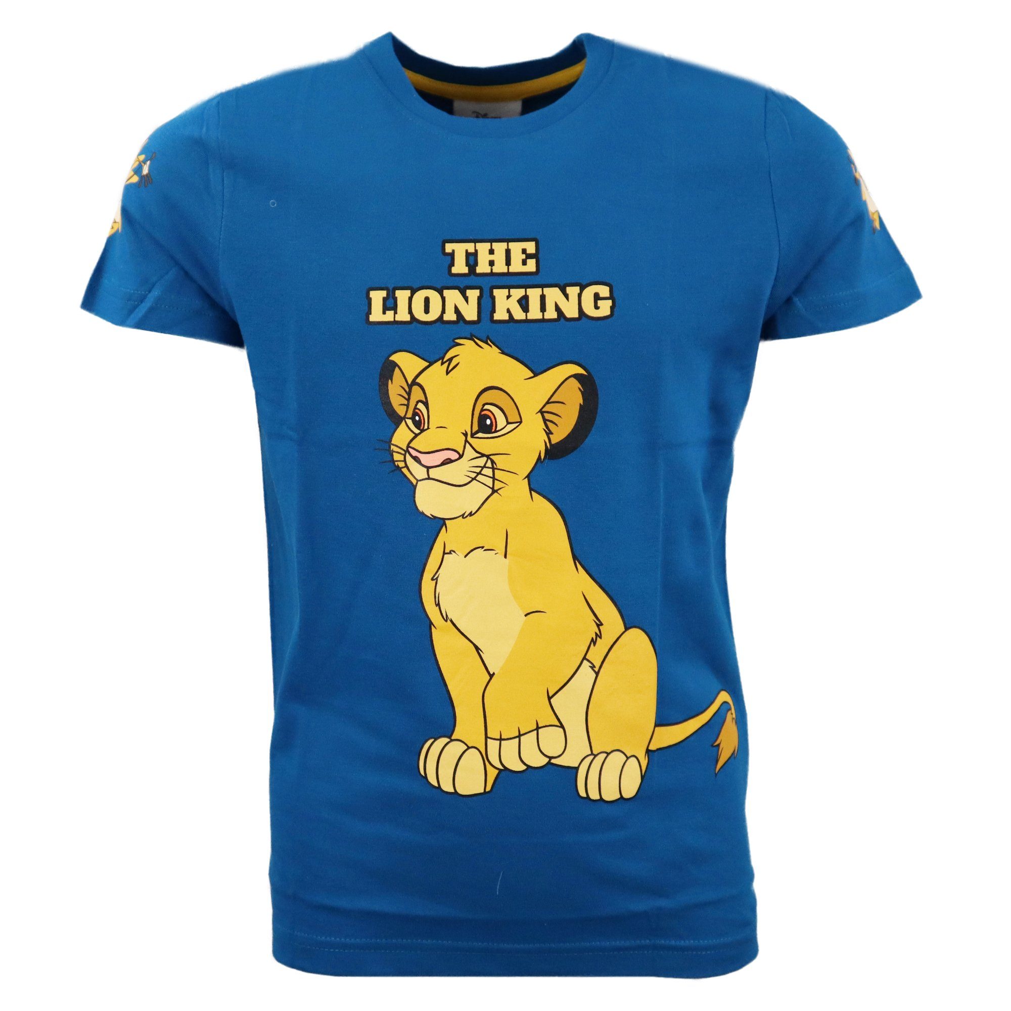 Baumwolle King 100% Print-Shirt The T-Shirt König Kinder Disney Simba Löwen 128, kurzarm 98 Lion Disney Blau Gr. bis