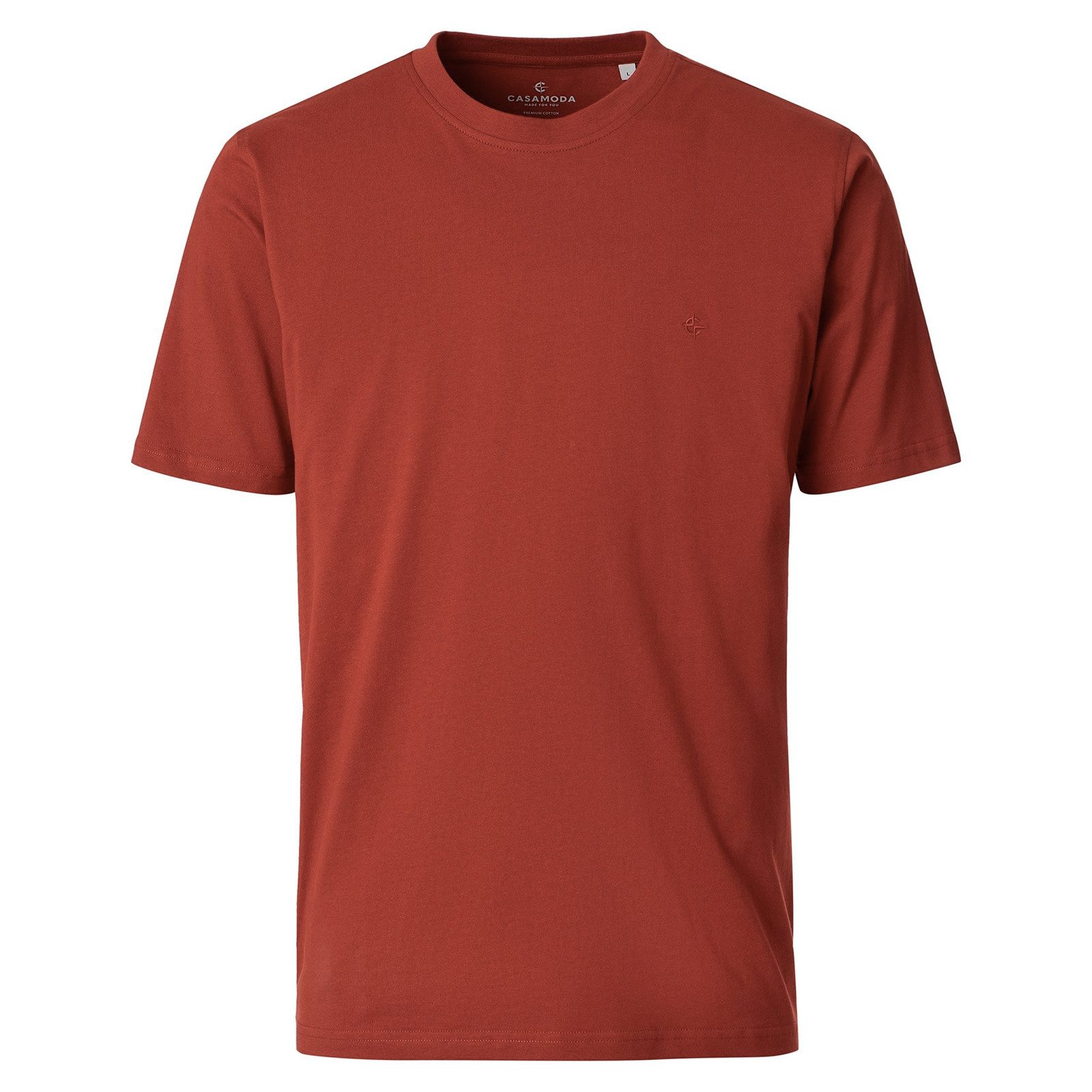 CASAMODA Rundhalsshirt CasaModa Übergrößen Basic T-Shirt rostbraun