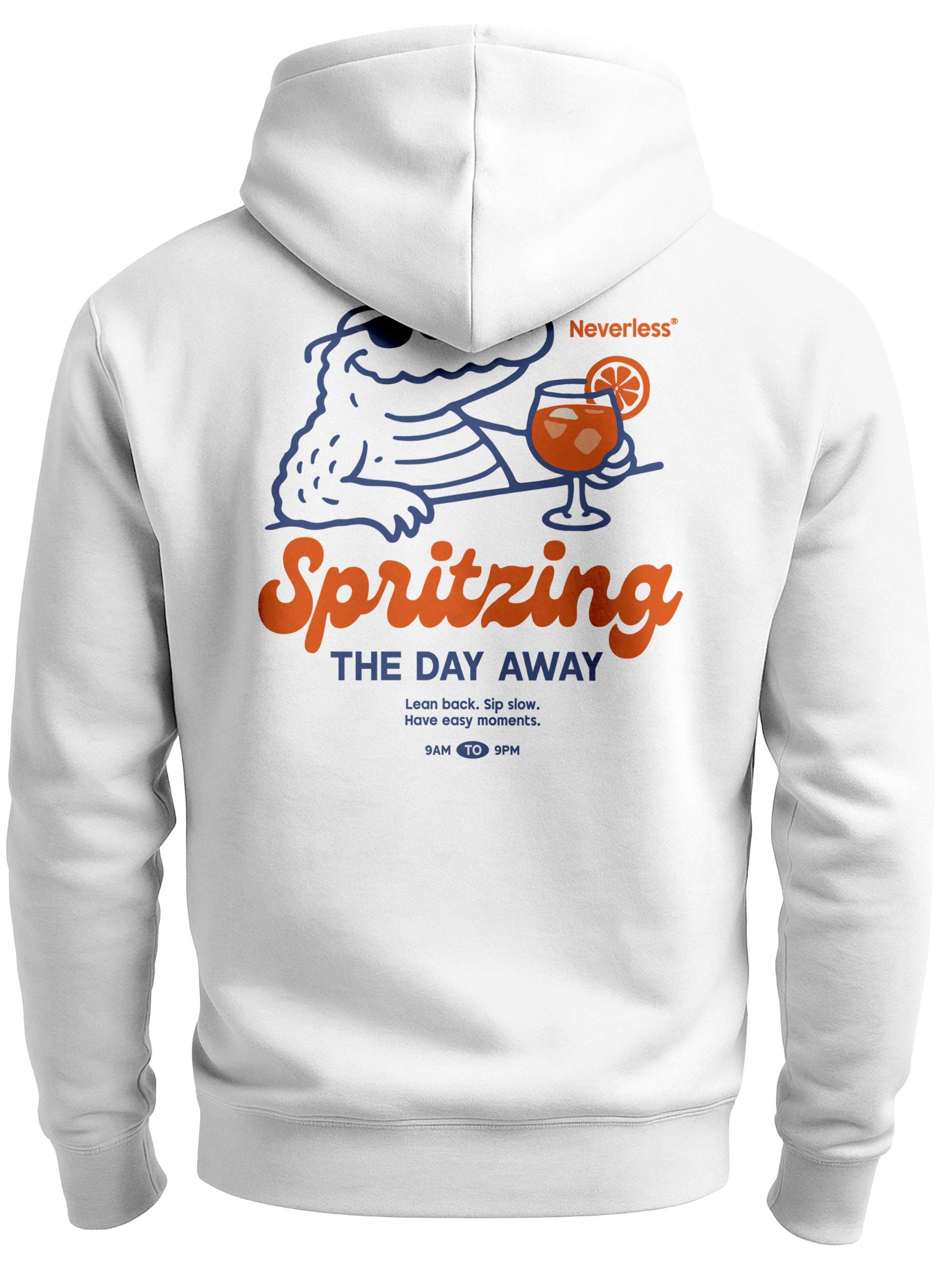 Sweatjacke Herren Sweatjacke Backprint Spritzing the day away Schriftzug