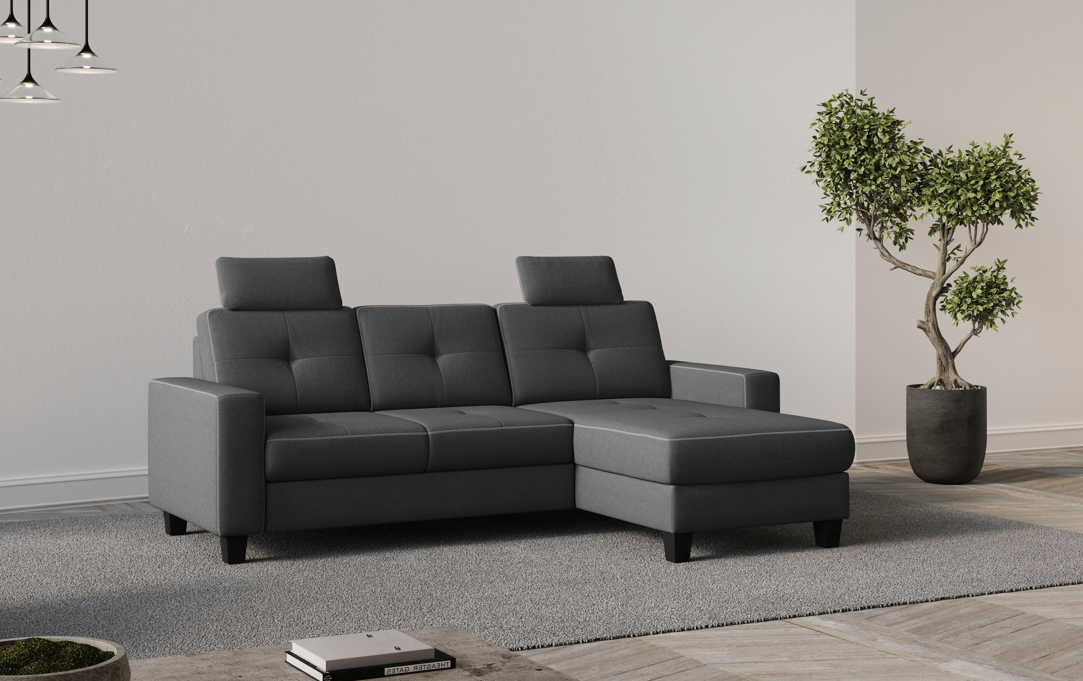Places of Style Ecksofa "Varese L-Form", wahlweise mit Bettfunktion und Bet günstig online kaufen
