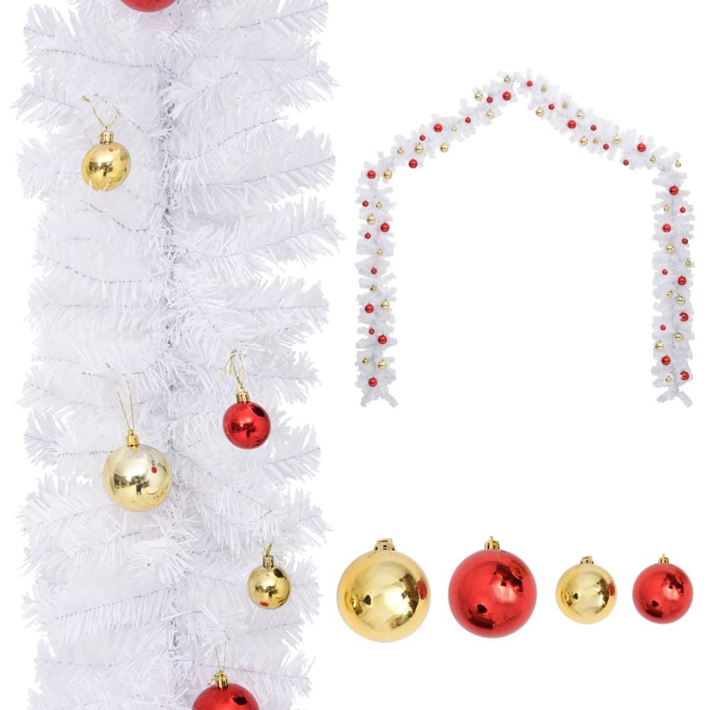Christbaumschmuck Weihnachtsgirlande Geschmückt mit Kugeln Weiß 10 m