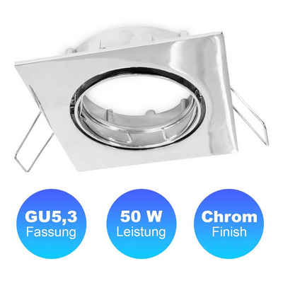 HEITRONIC Lampenfassung Einbaustrahler GU5,3 / MR16 bis 50 Watt in Chrome - Lampe, schwenkbar um je 30°, einfache Montage, Aluminium