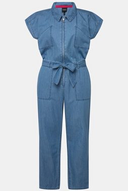 Ulla Popken Regular-fit-Jeans Jeans-Jumpsuit Hemdkragen elastische Taille