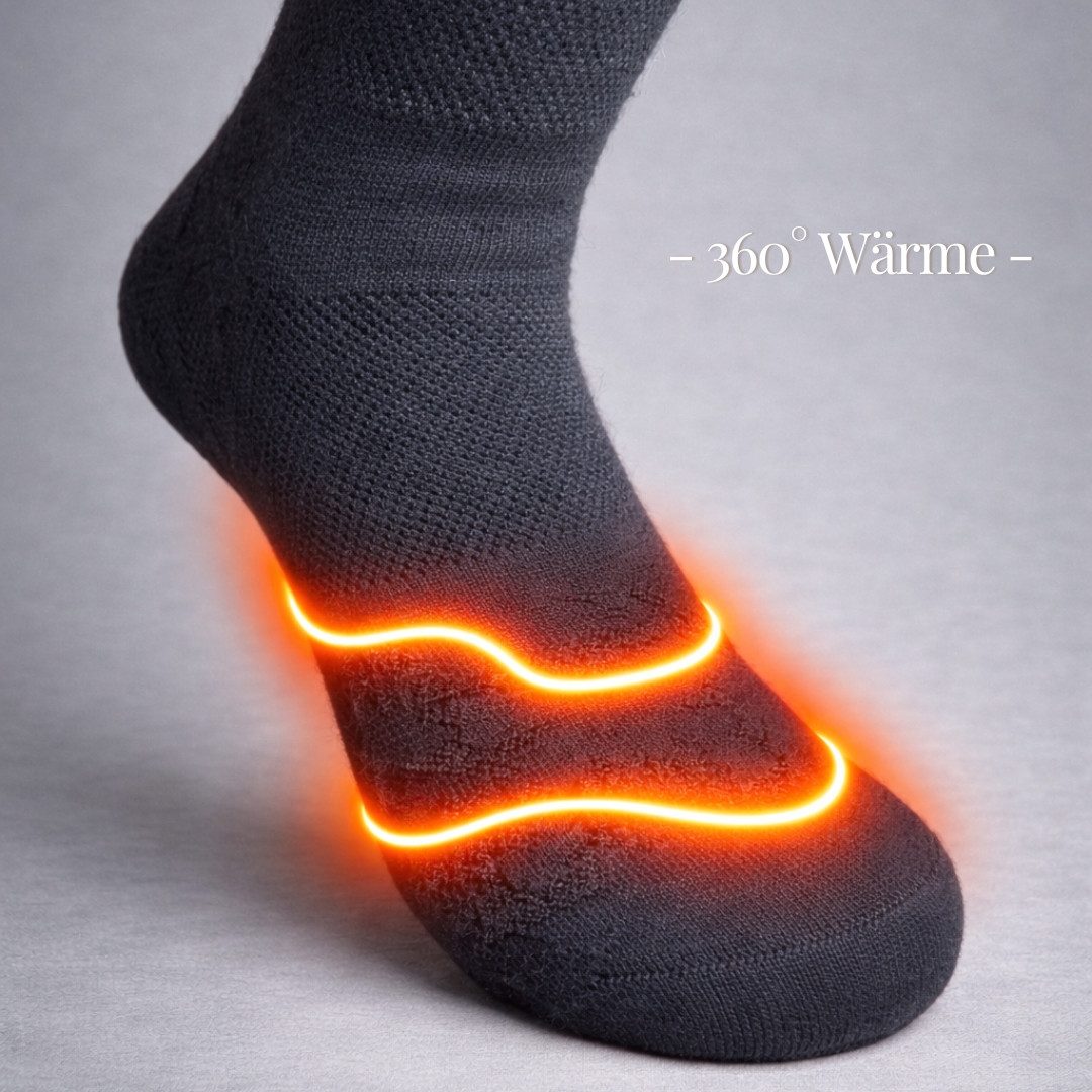 Vulpés Elektrofußwärmer V1 PRO HeatSock - Intelligente Beheizbare Socken, 360° Wärme, App-Steuerung (100), Niedrigtemp-Akku, Komfortzonen