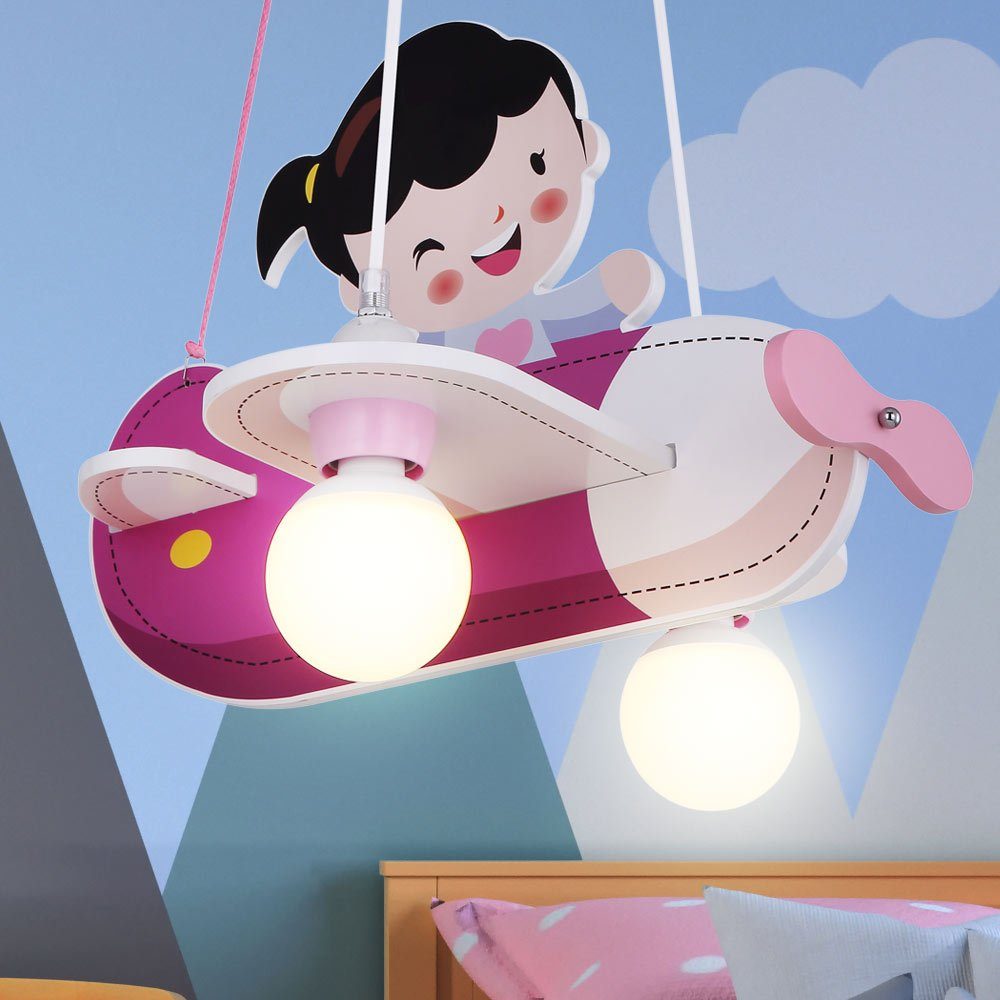 Globo Dekolicht, Leuchtmittel nicht hängend inklusive, Flugzeug Kinderzimmer Kinderleuchte pink Hängeleuchte