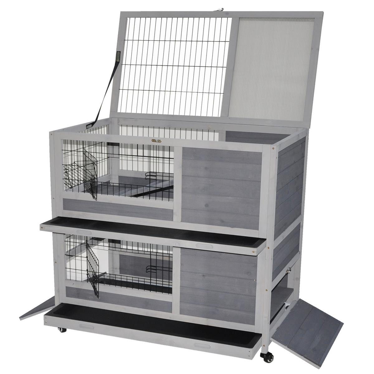 nanook Kleintierkäfig Indoor Kleintierstall Belinda grau 90 x 53 x 95 cm günstig online kaufen
