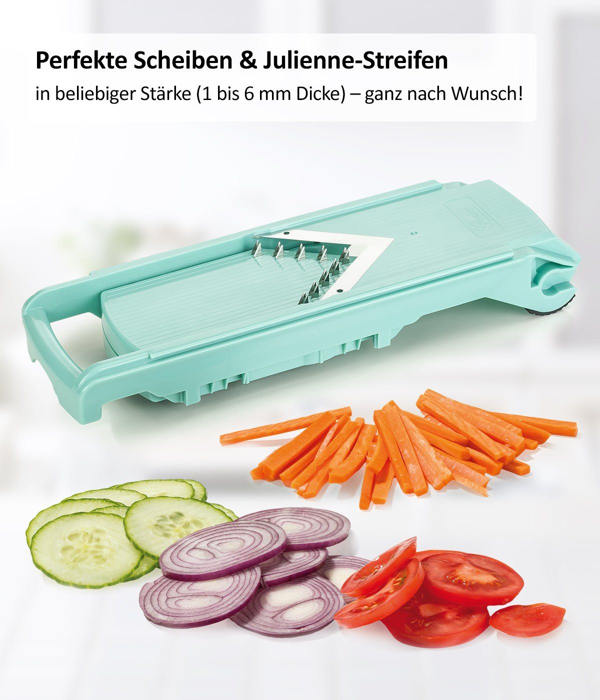 Genius Gemüsehobel Nicer Dicer Fusion Slicer, (passend zum Nicer Dicer Fusion), Verstellbarer Hobel mit V-Klinge aus Edelstahl – Bild 2 von 5