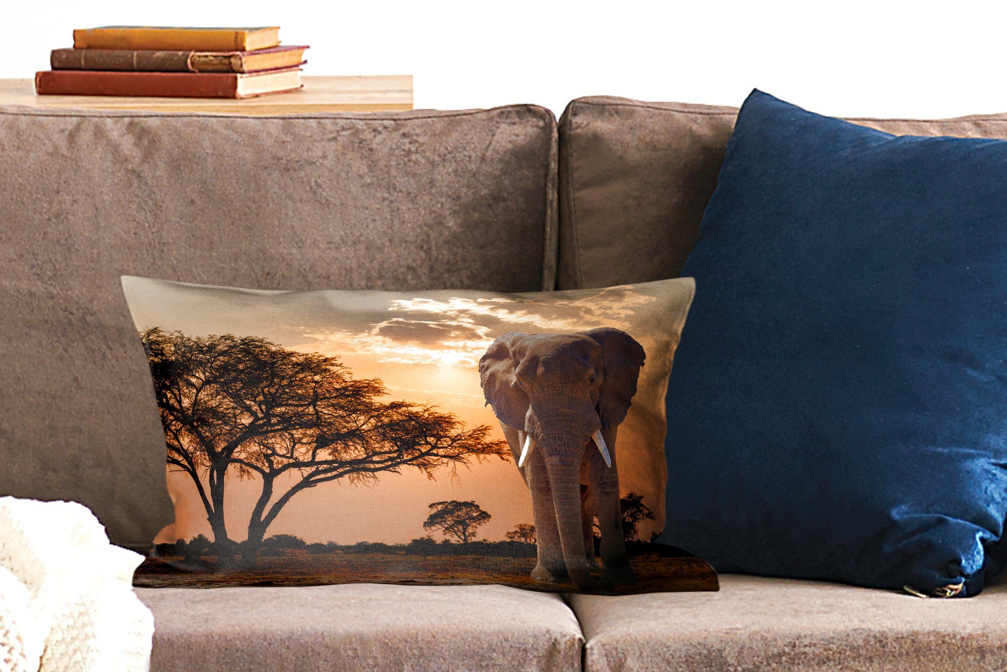 Baum - Zierkissen, mit - Füllung, Dekokissen Elefant Dekoration, Dekokissen Schlafzimmer Wohzimmer Afrika, MuchoWow