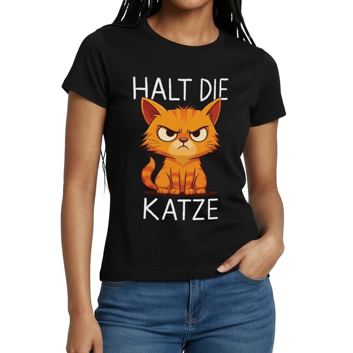 T-Shirt Halt Die Katze, Wütende Katze Frauen T-Shirt
