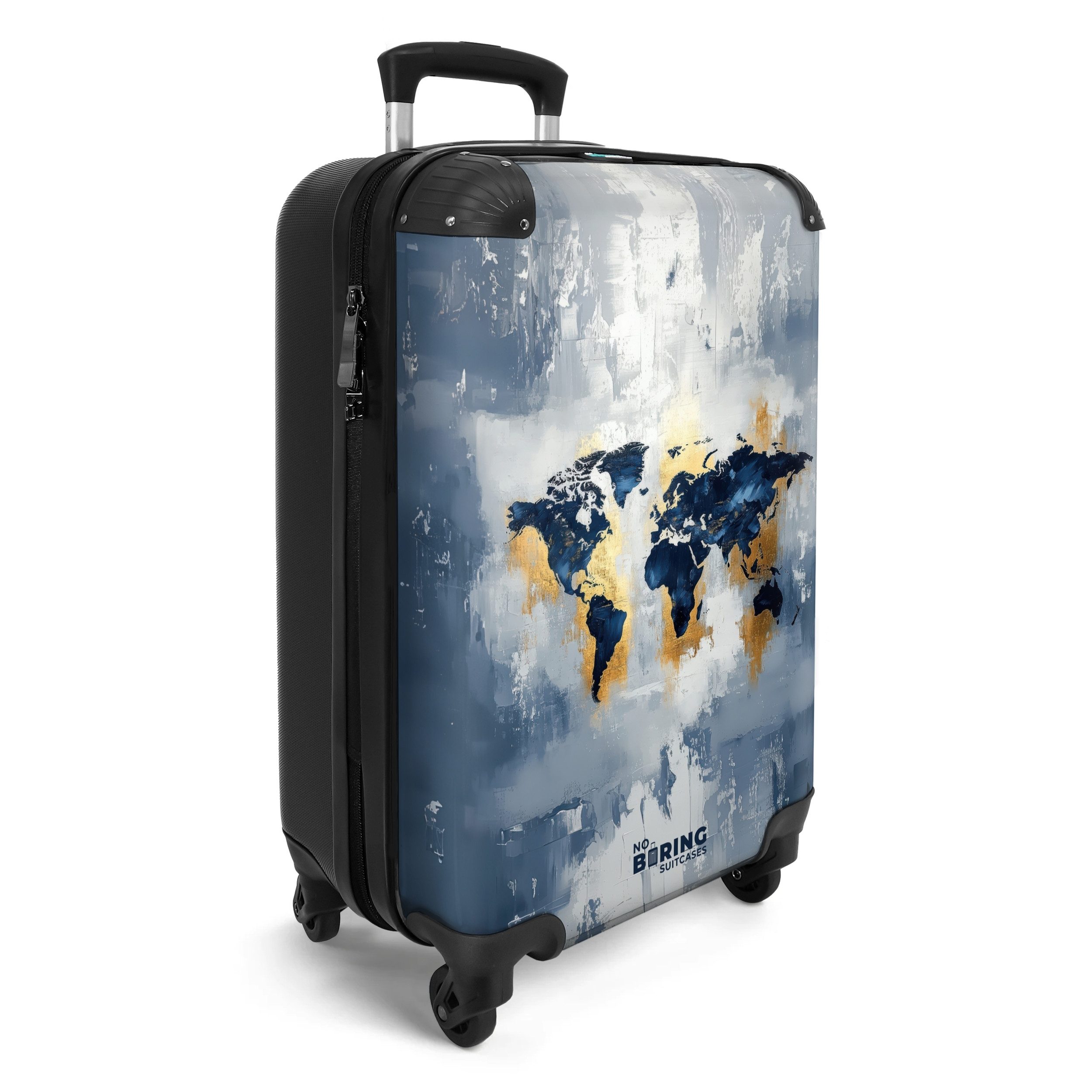 NoBoringSuitcases.com© Hartschalen-Trolley Weltkarte - Blau - günstig online kaufen