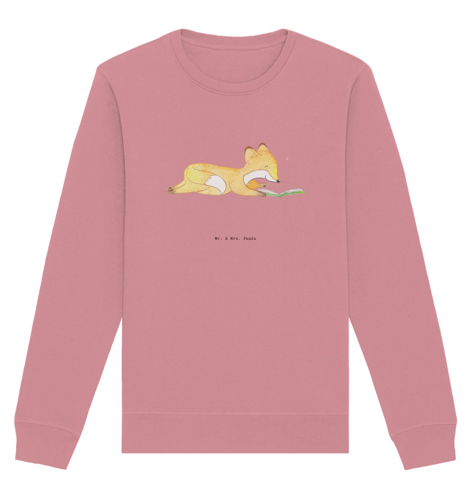 Longpullover Fuchs Lesen Größe L - Canyon Pink - Geschenk, Sweatshirt Männer, Pull
