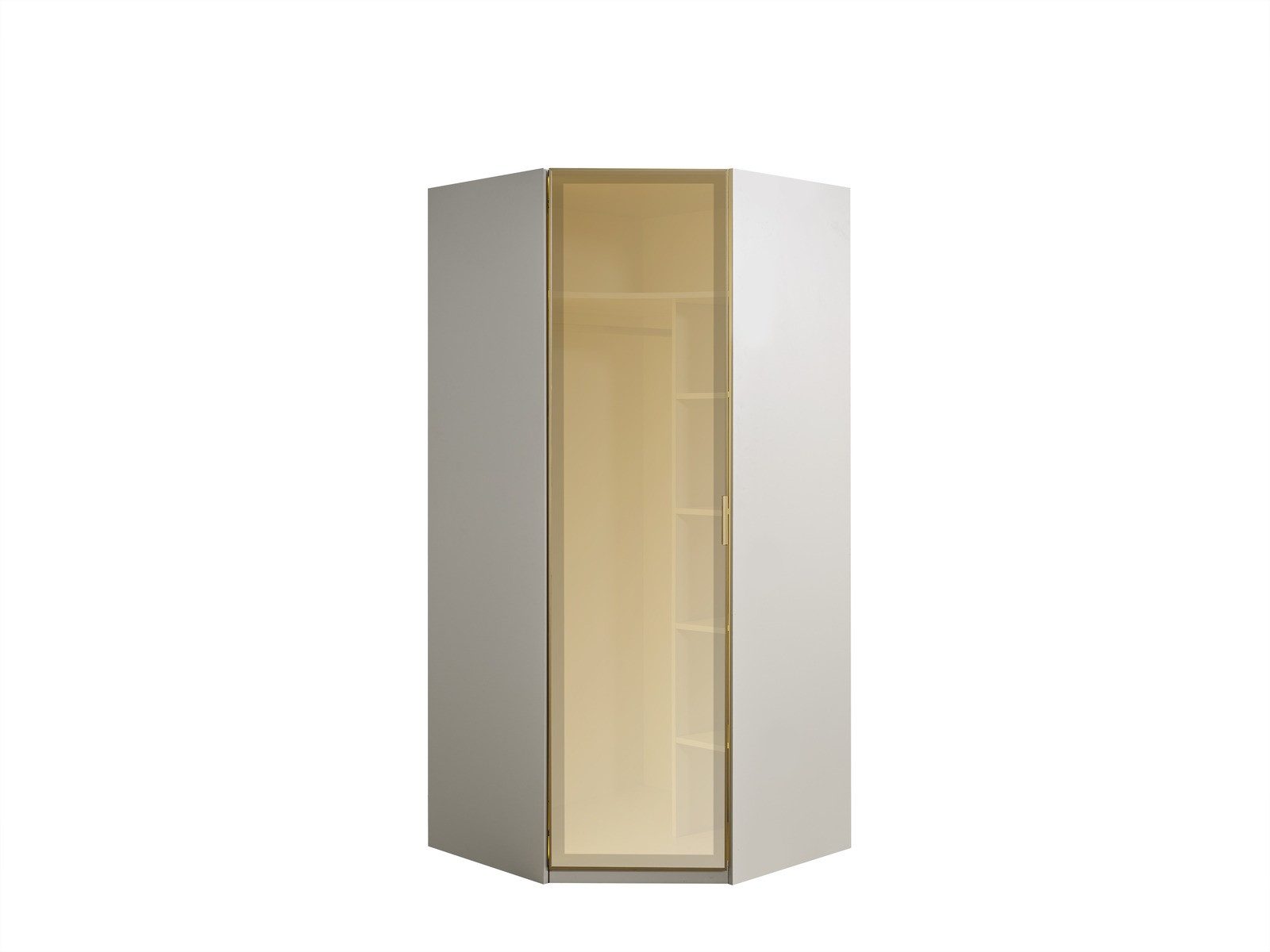 Villa Möbel Kleiderschrank (Kleiderschrank, 1-St., Eckschrank) Elegante Glasfront ruhiges Design hochwertige Verarbeitung
