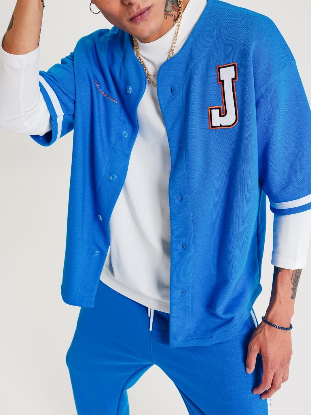 OSSY HOMER Freizeitanzug Set Baseball Hemd Hose Jogginganzug Sportanzug Oversize