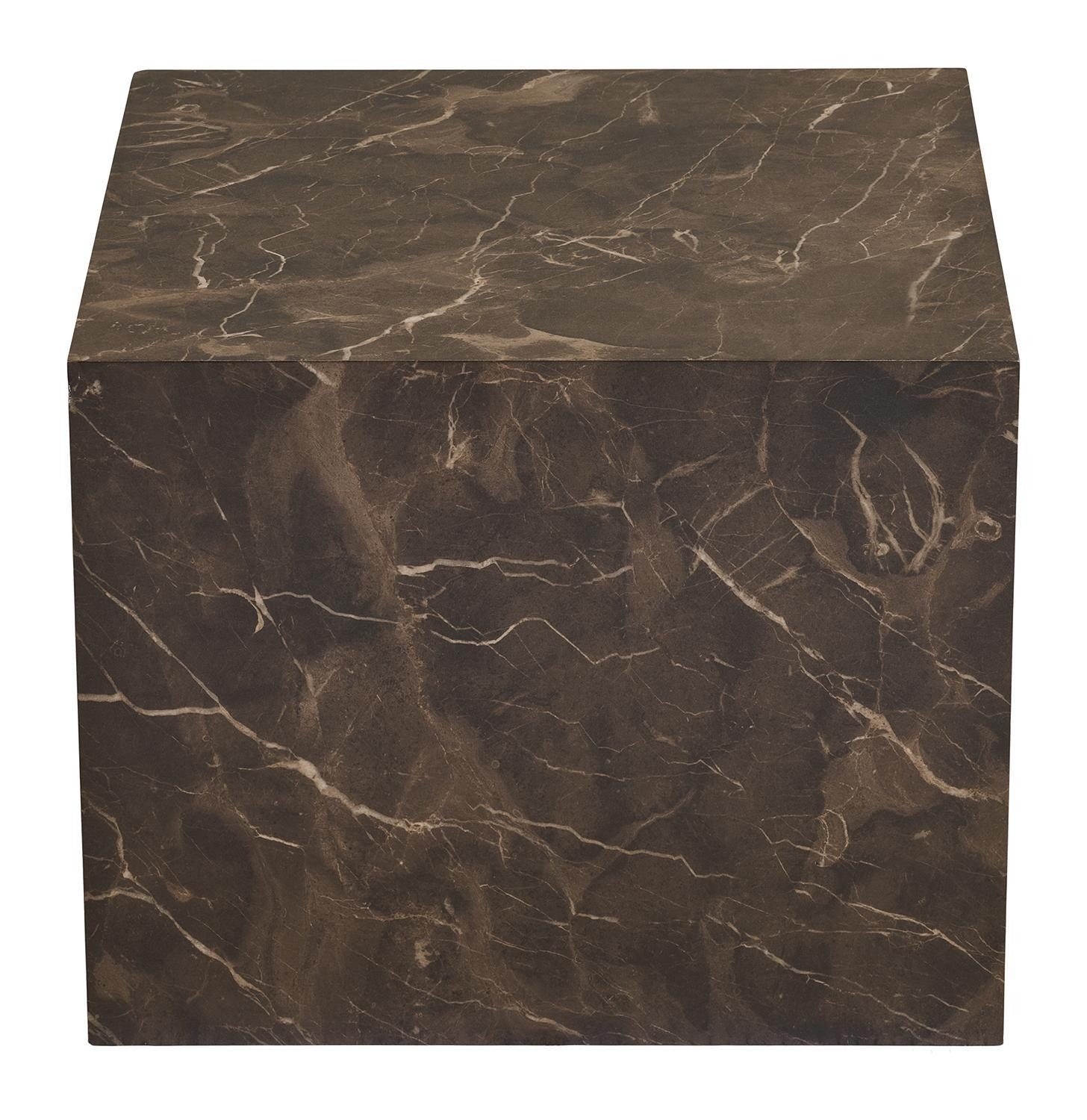 House Nordic Beistelltisch 2-teiliges Set PRAGUE, Braun, MDF, Marmoroptik, B 50 x H 40 x T 50 cm, B 40 x H 36 x T 40 cm