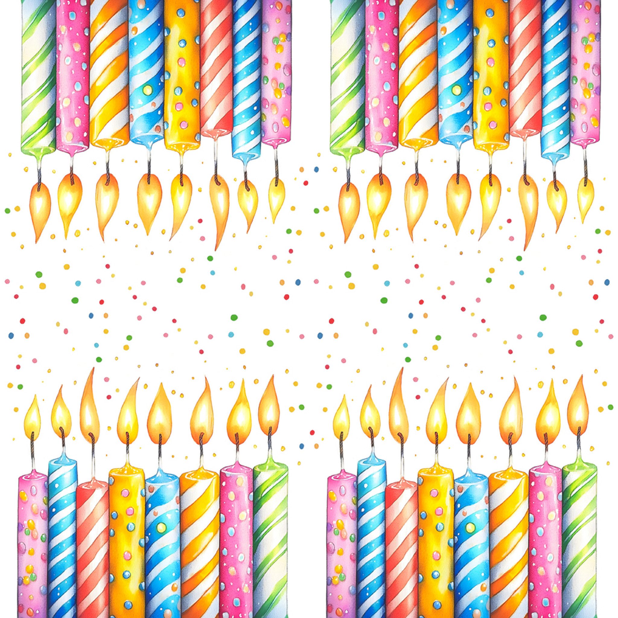 ti-flair Papierserviette, Servietten Papier 33x33cm 3-lag bunten Geburtstagskerzen Motiv 20 Stk.