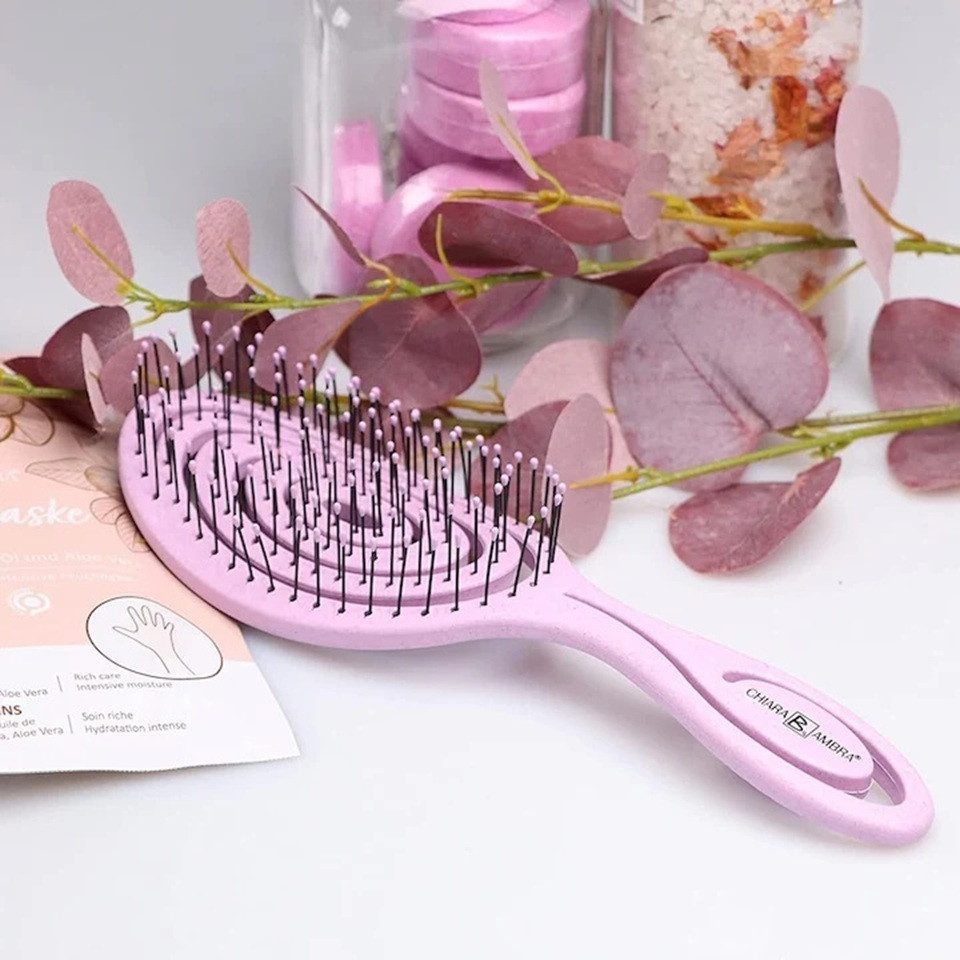 CHIARA AMBRA Haarbürste Chiara Ambra Haarbürste ohne Ziepen, Detangler für Locken, Blau