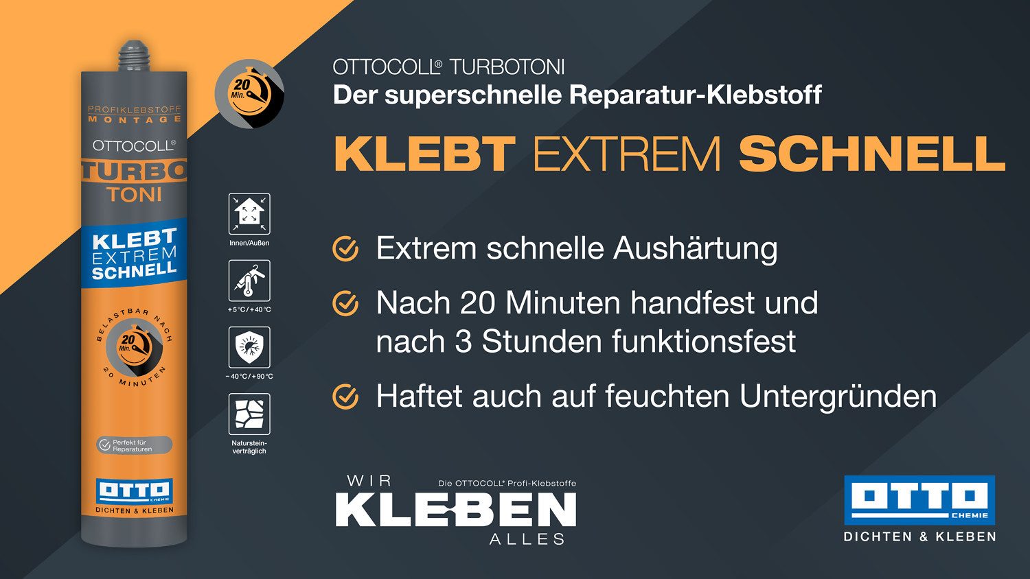 OTTO-Chemie Klebstoff Ottocoll TurboToni weiss C01 290ml, extrem schnelle Aushärtung