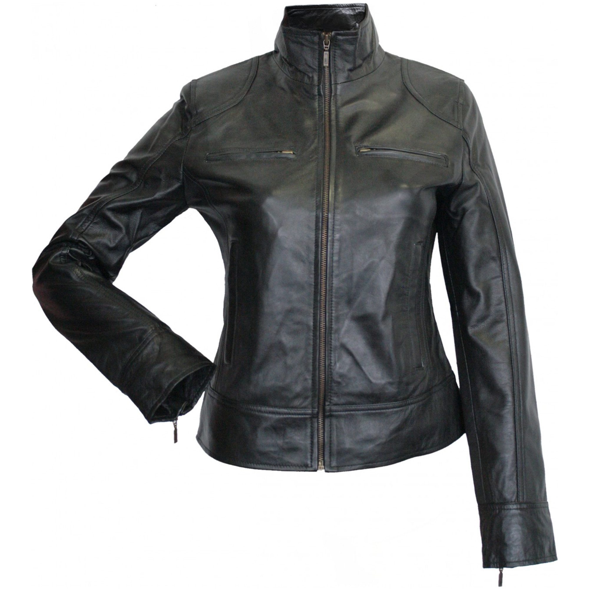 German Wear Lederjacke Trend 408J schwarz Damen Lederjacke Jacke aus Lamm Nappa Leder schwarz