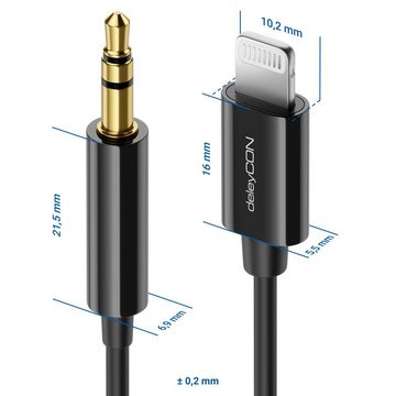 deleyCON deleyCON 2m Lightning 8 Pin zu 3,5mm Klinke Audiokabel MFi für iPhone Smartphone-Kabel