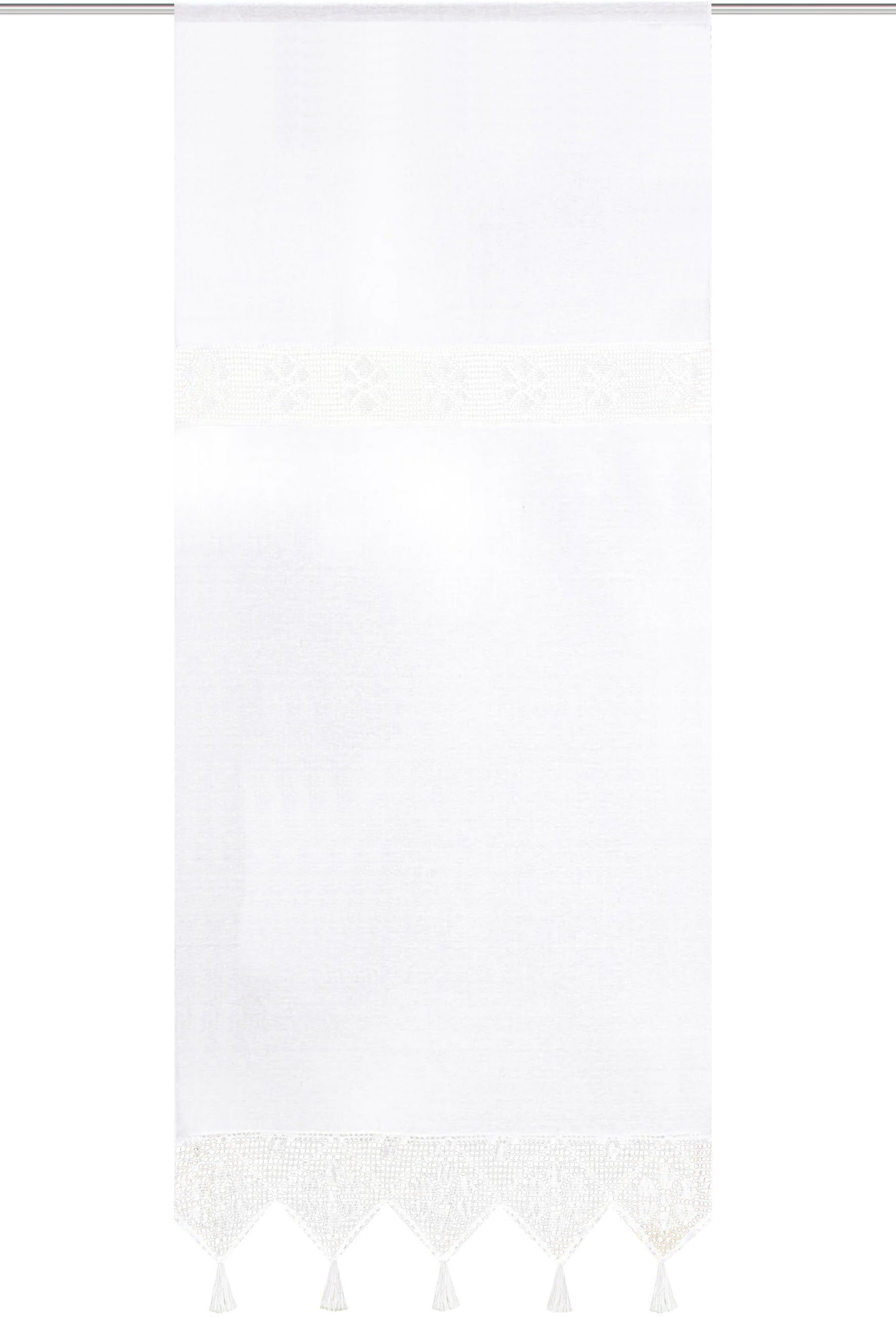 HOME WOHNIDEEN Vorhang TONI (1 St), Stangendurchzug, blickdicht, Fensterbehang mit Häkeleinsätzen – Bild 3 von 5