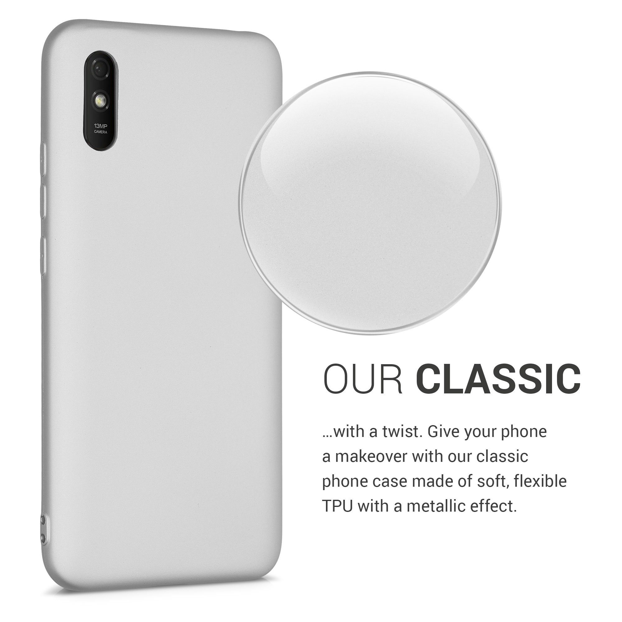 kwmobile Handyhülle Handyhülle für Xiaomi Redmi 9A / 9AT Hülle, Silikon Case metallisch schimmernd - Schutzhülle Cover