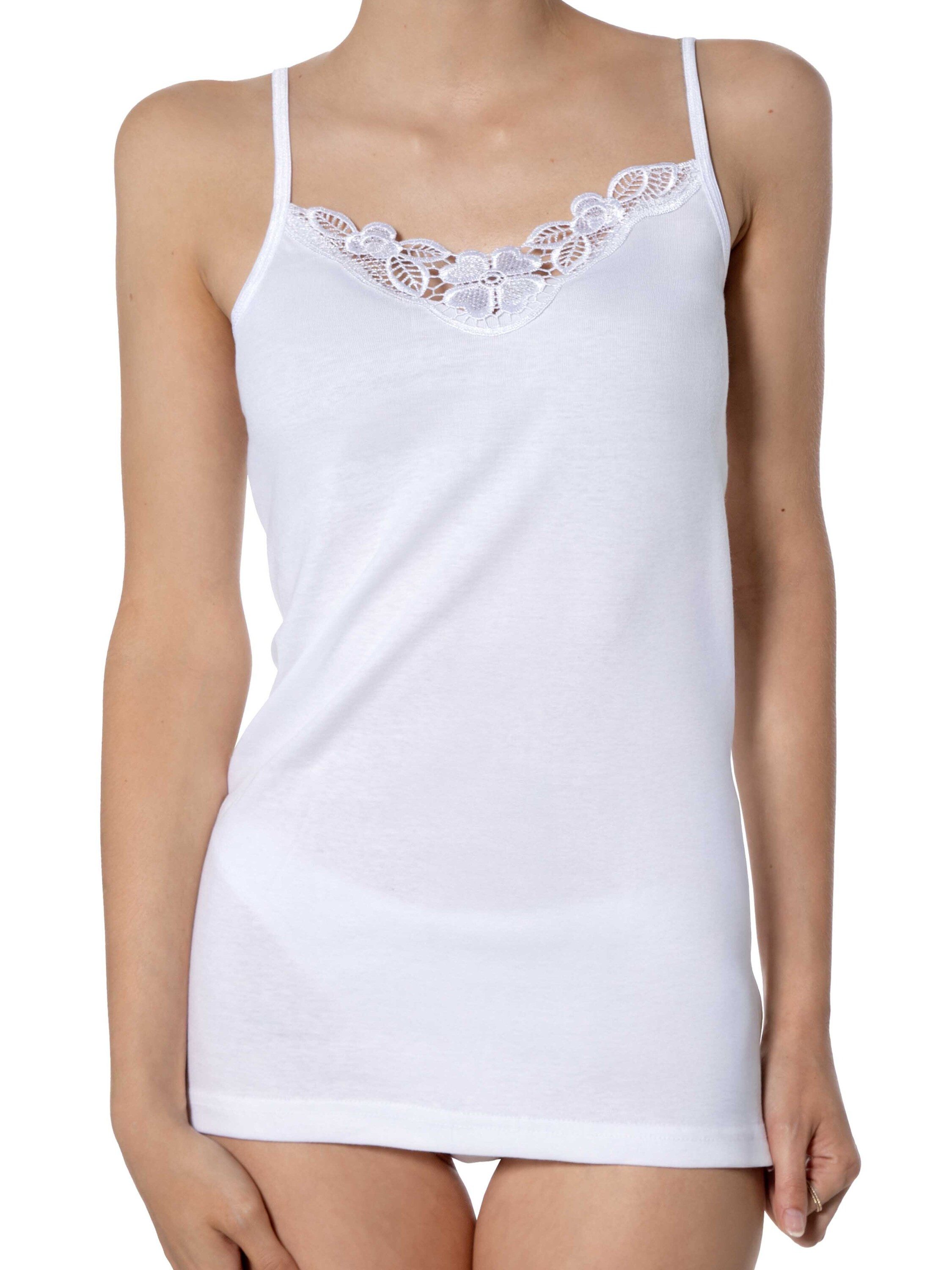 Yenita® Unterhemd (4-St) aus Baumwolle mit schöner Spitze