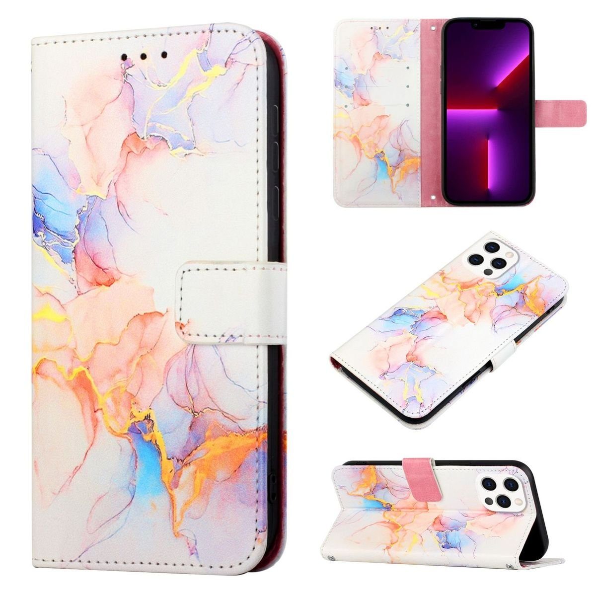 König Design Handyhülle Apple iPhone 15 Pro, Schutzhülle Schutztasche Case Cover Etuis Wallet Klapptasche Bookstyle