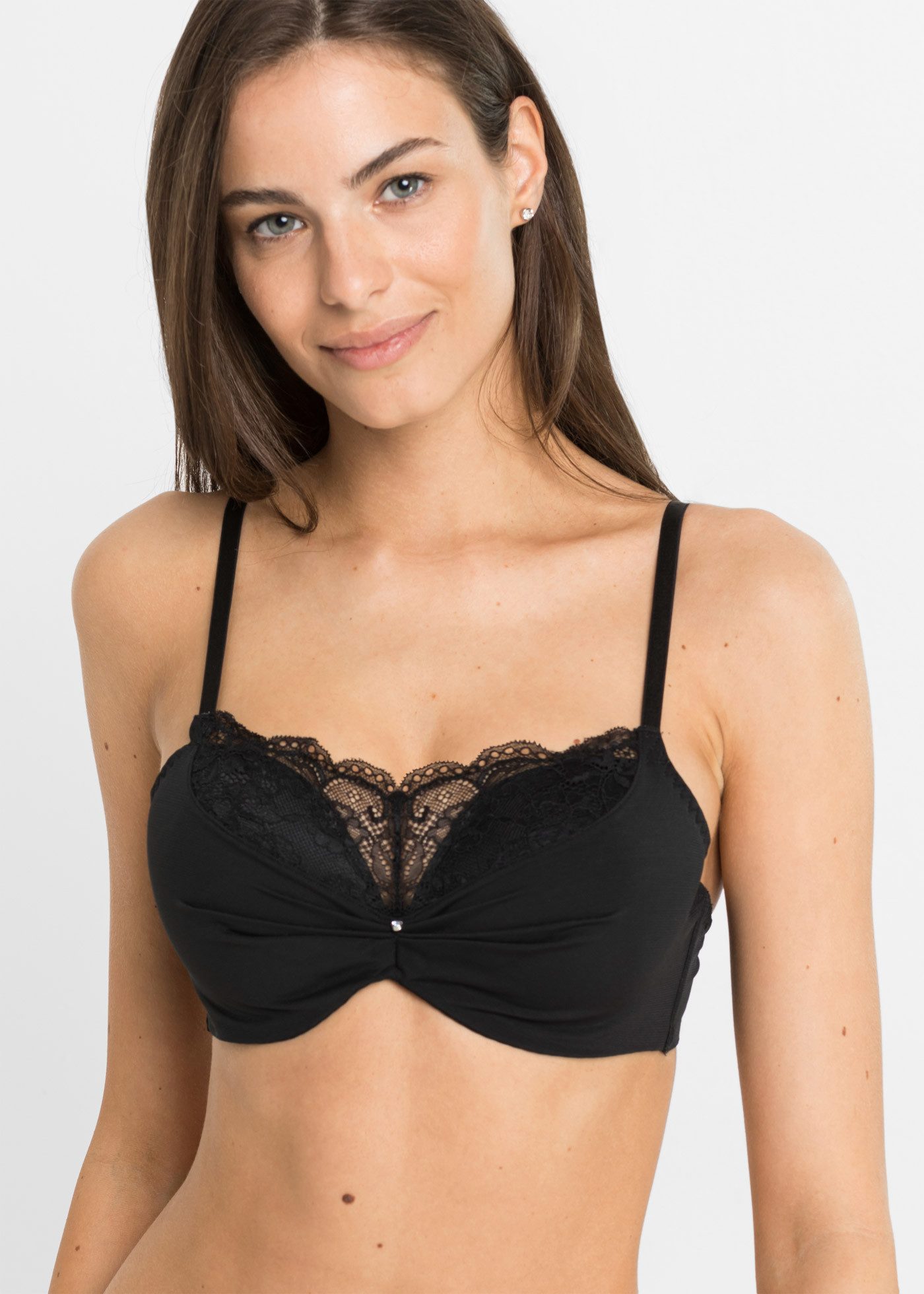 bonprix Push-up-BH mit Spitzeneinsatz, herausnehmbare Einlagen