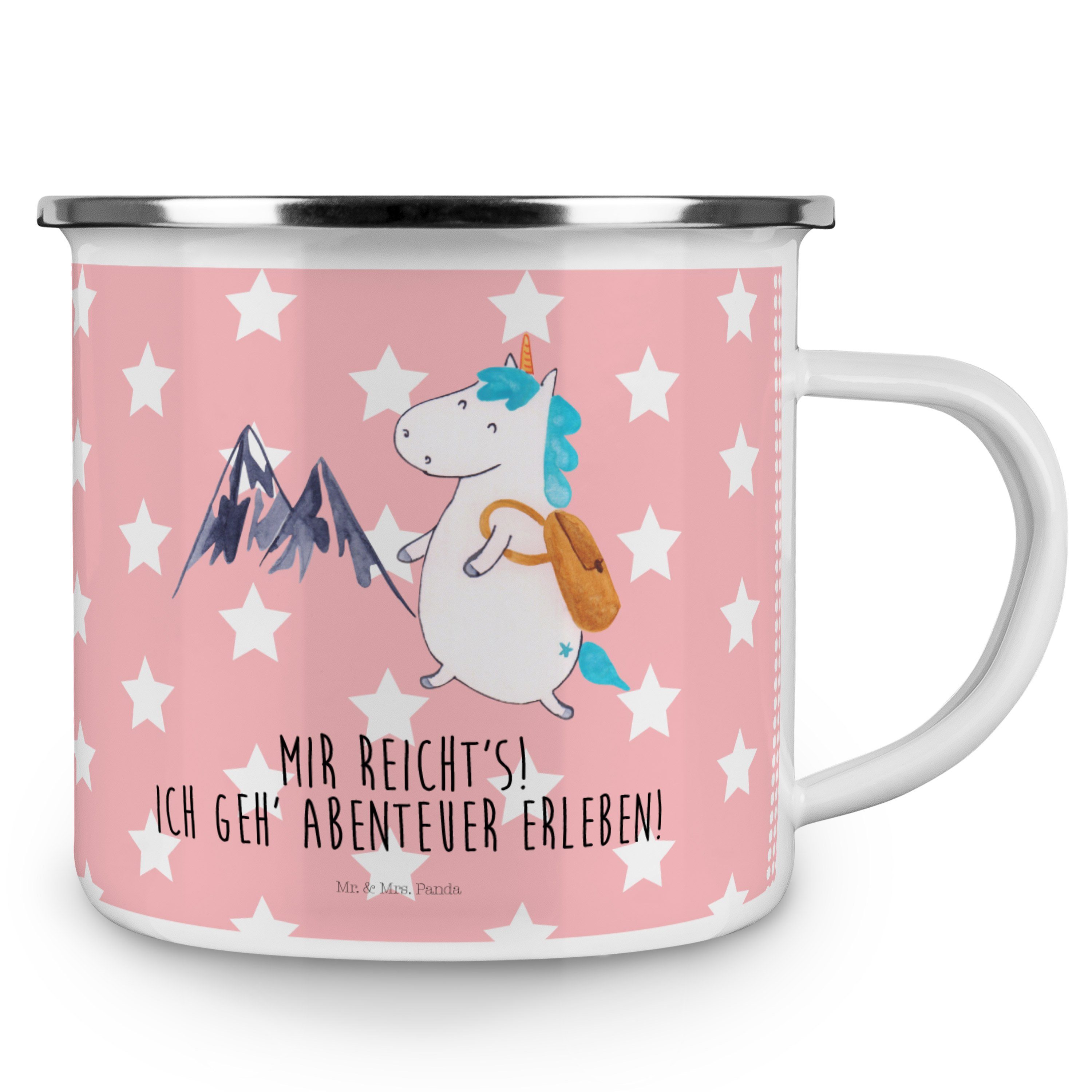 Mr. & Mrs. Panda Becher Bergsteiger Emaille - Out, Blechtasse Rot Geschenk, - Pastell Einhorn Unicorn