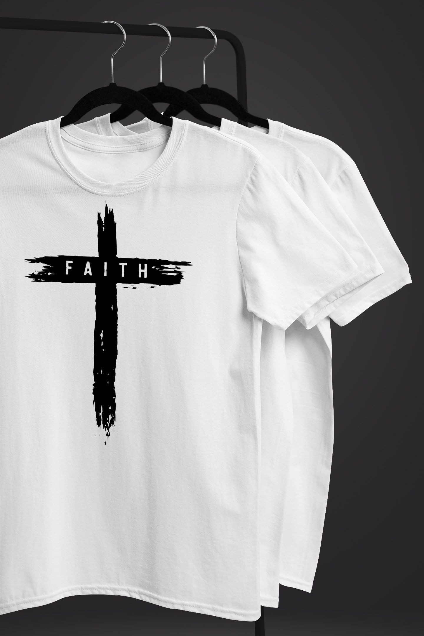 Neverless Print-Shirt Herren T-Shirt Printshirt Aufdruck Kreuz Cross Faith Glaube mit Print