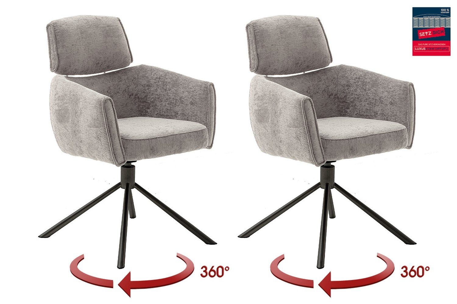 MCA furniture Armlehnstuhl (2-er Set) in Taupe, Polyester - 60x92x64cm (BxHxT) (2-er Set)