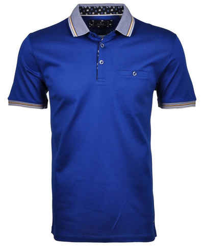 RAGMAN Poloshirt uni mit Kontrastdetails, mercerisiert