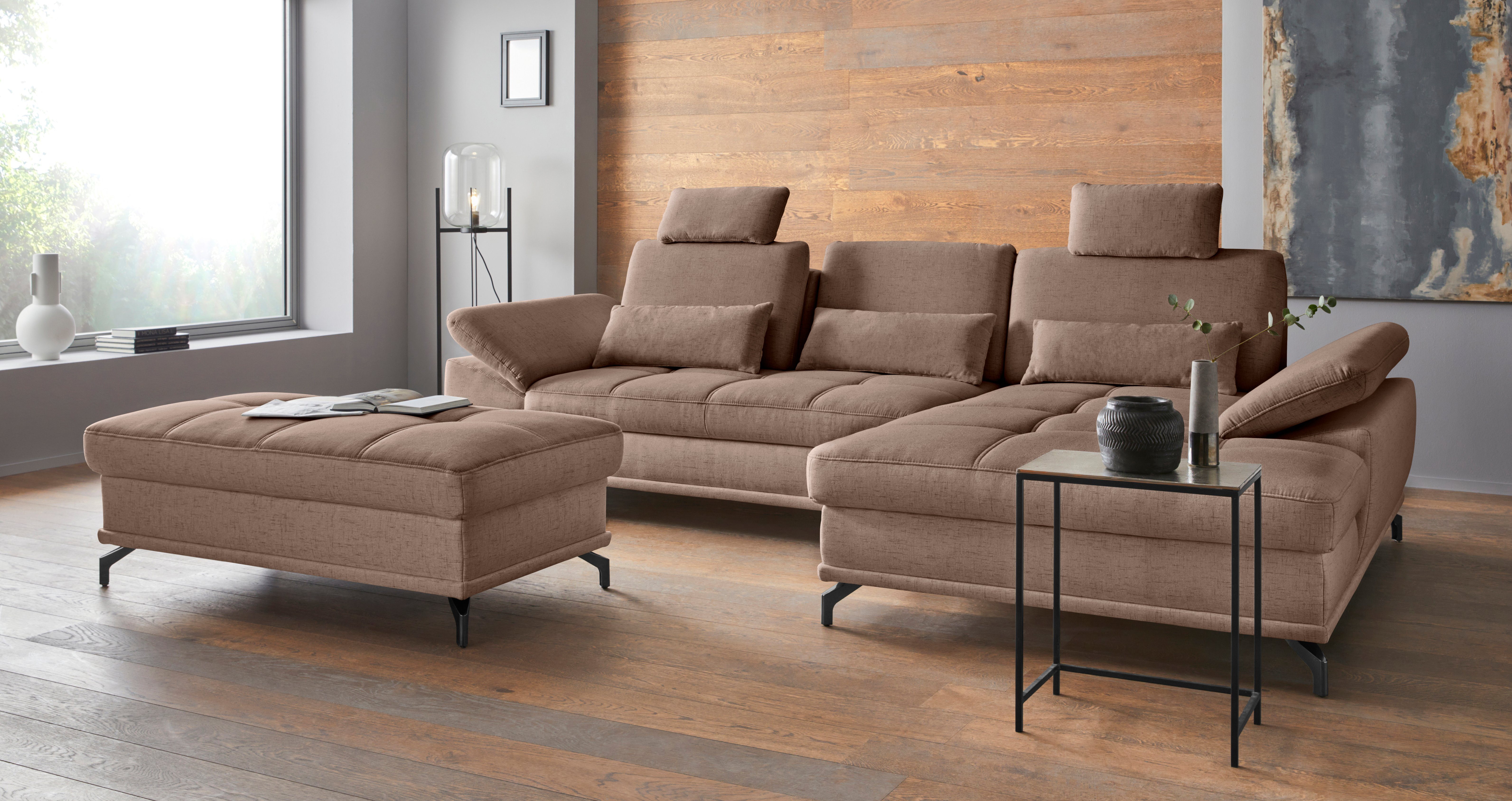 Places of Style Ecksofa Costello L-Form, mit Sitztiefenverstellung, Armteilverstellung und, 3 Nierenkissen, optional Bettfunktion und Bettkasten