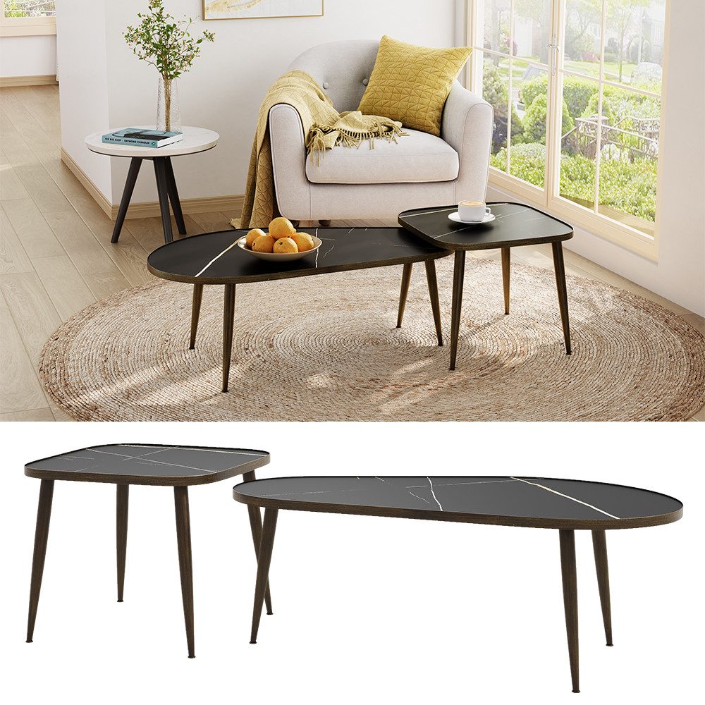 Vicco Couchtisch Manitoba, Schwarz, 105 x 64,5 cm 2 Teile günstig online kaufen