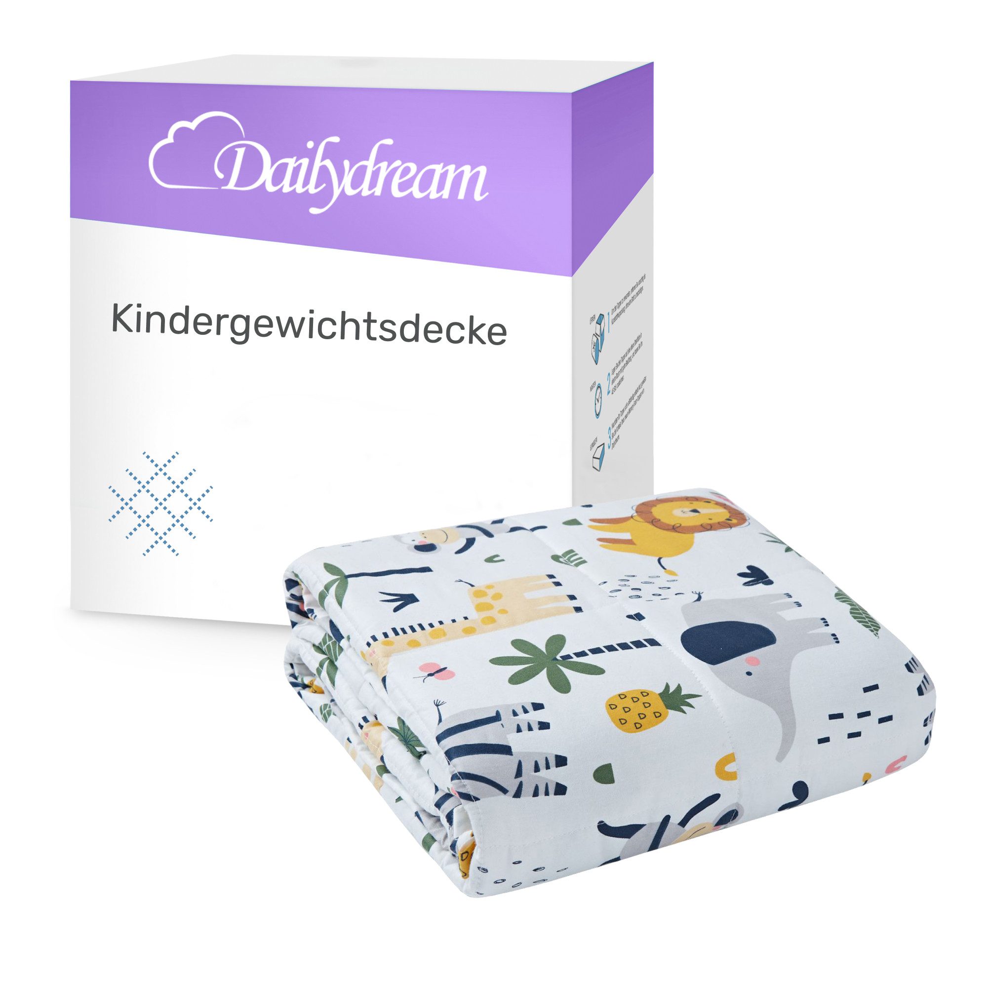 Dailydream Gewichtsdecke Dailydream Kinder Gewichtsdecke, Motiv Safari, aus 100% Baumwolle