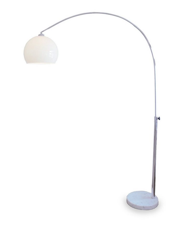 Kiom Stehlampe Bogenleuchte Lilli chrom & weiß 224 cm hoch E27, mit  Fußdimmer, Leuchtmittel nicht inklusive, Leuchtmittel abhängig