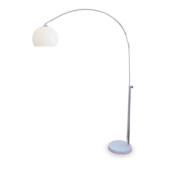 Kiom Stehlampe Bogenleuchte Lilli chrom & weiß 224 cm hoch E27 mit Fußdimmer Leuchtmittel nicht inklusive Leuchtmittel abhängig