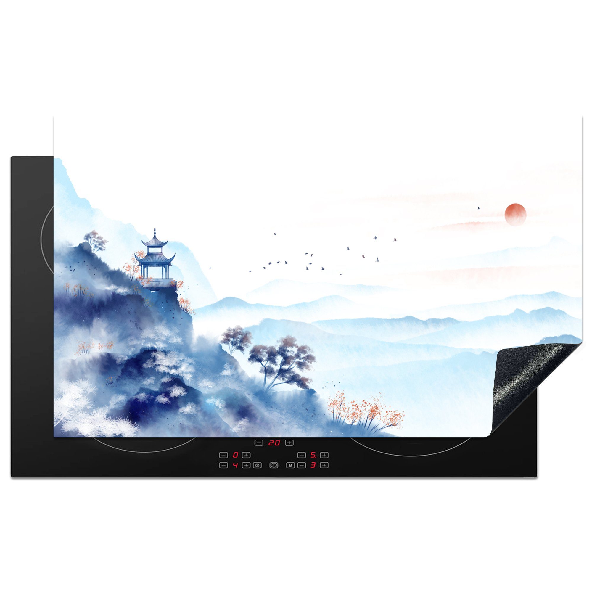 MuchoWow Herdblende-/Abdeckplatte Malerei - Natur - Landschaft - Ölfarbe, Vinyl, (1 tlg), 83x51 cm, Ceranfeldabdeckung, Arbeitsplatte für küche
