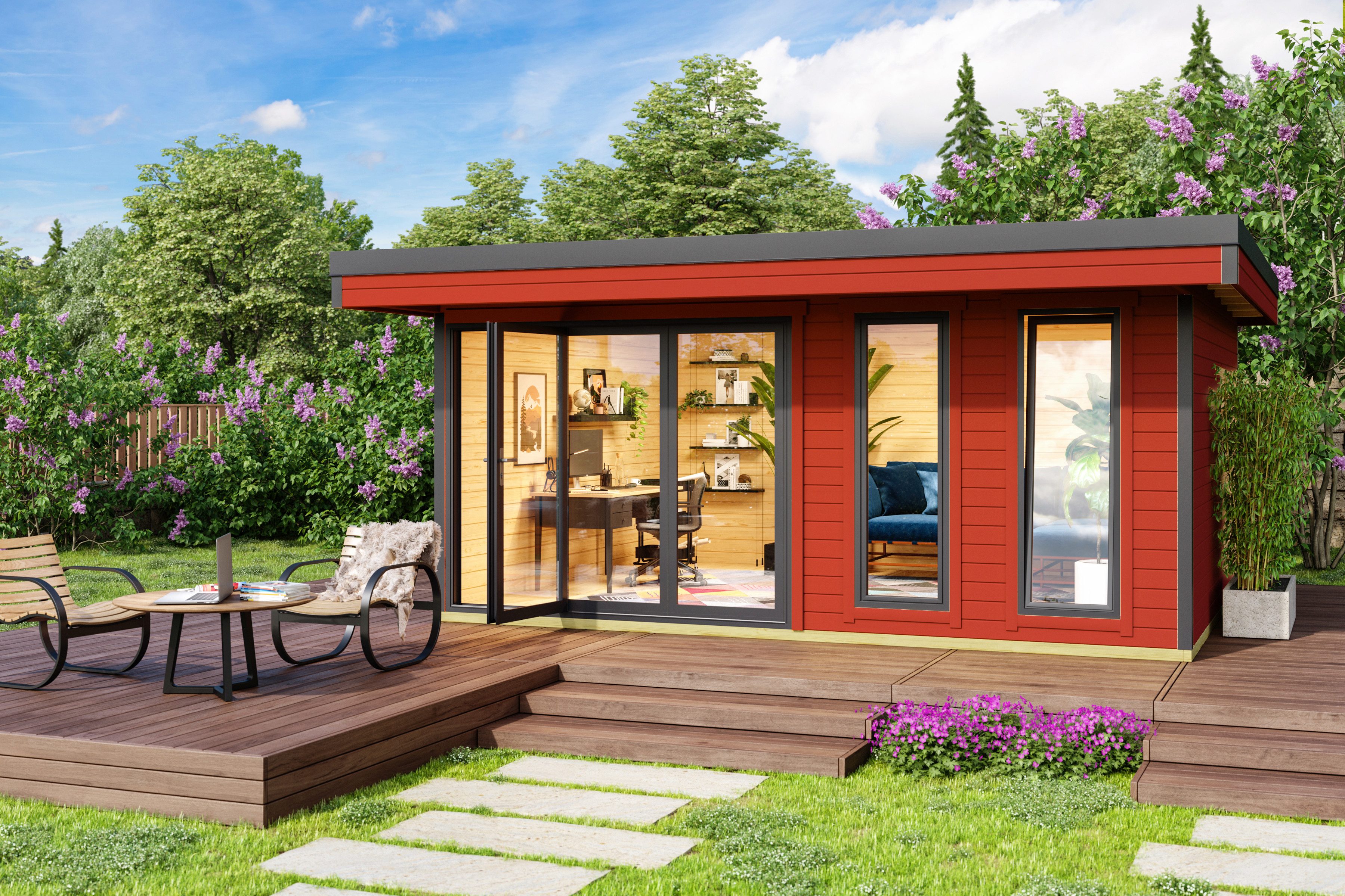 LASITA MAJA Gartenhaus DOMEO 8 CARBONGRAU/ANTHRAZIT, BxT: 560x489,2 cm, (Set), Fundamentmass 5000 x 4000, Carbongrau