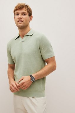 Next Poloshirt Strukturiertes Kurzarm-Hemd mit Strickkragen (1-tlg)