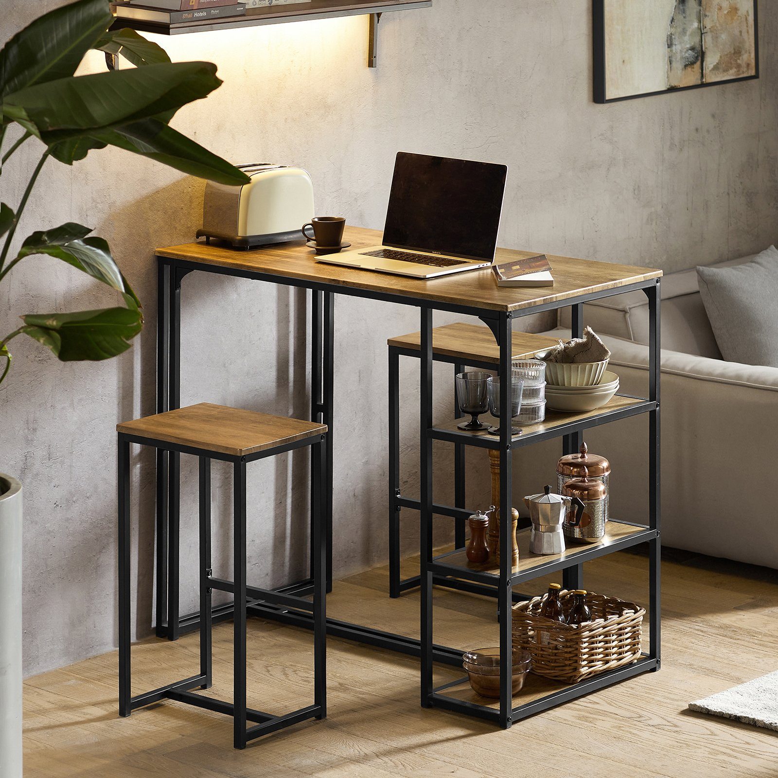SoBuy Bartisch OGT43, 3-teilig Bartisch mit Stühlen Esstisch Stehtisch mit günstig online kaufen