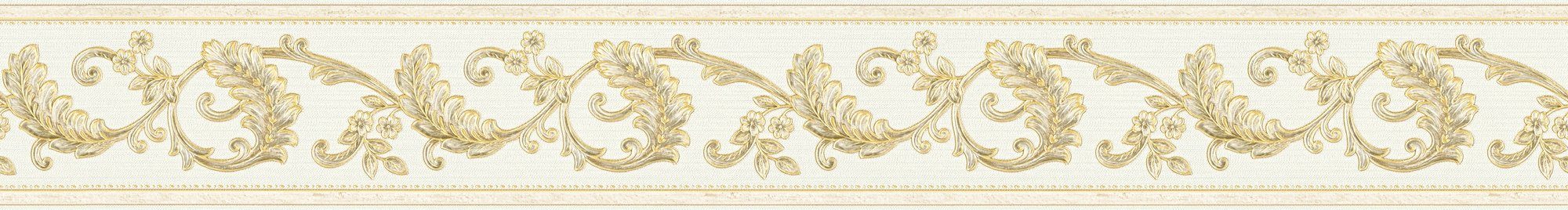 strukturiert, Tapete Bordüre Bordüre Borders, Création Only A.S. gold/creme Designer Barock, Glitzereffekt