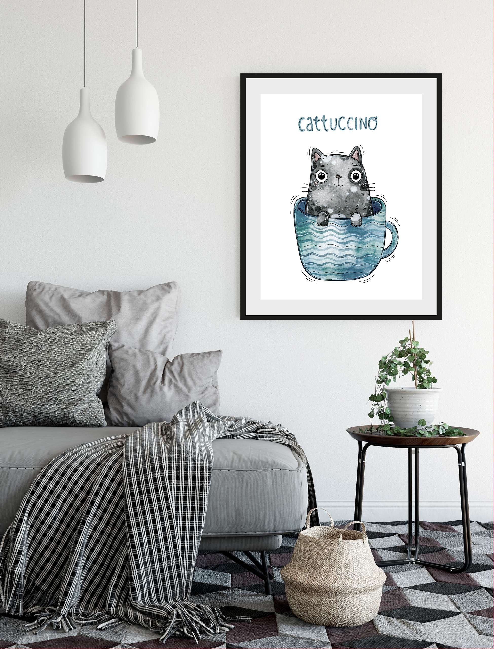 (1 Katze St) Bild Cattucino, blau/grau queence