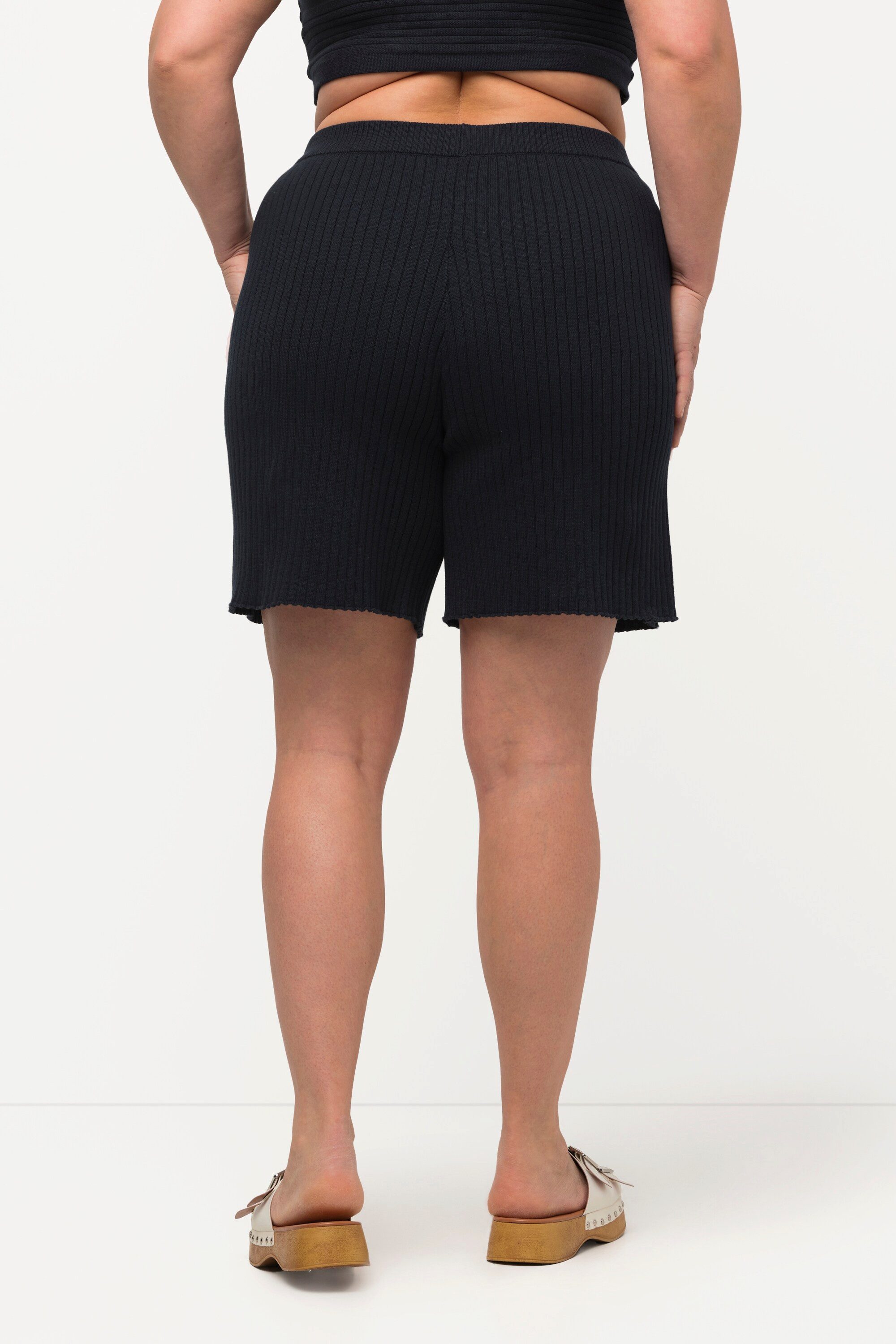 Ulla Popken Shorts Strick-Shorts weites Bein Elastikbund Biobaumwolle