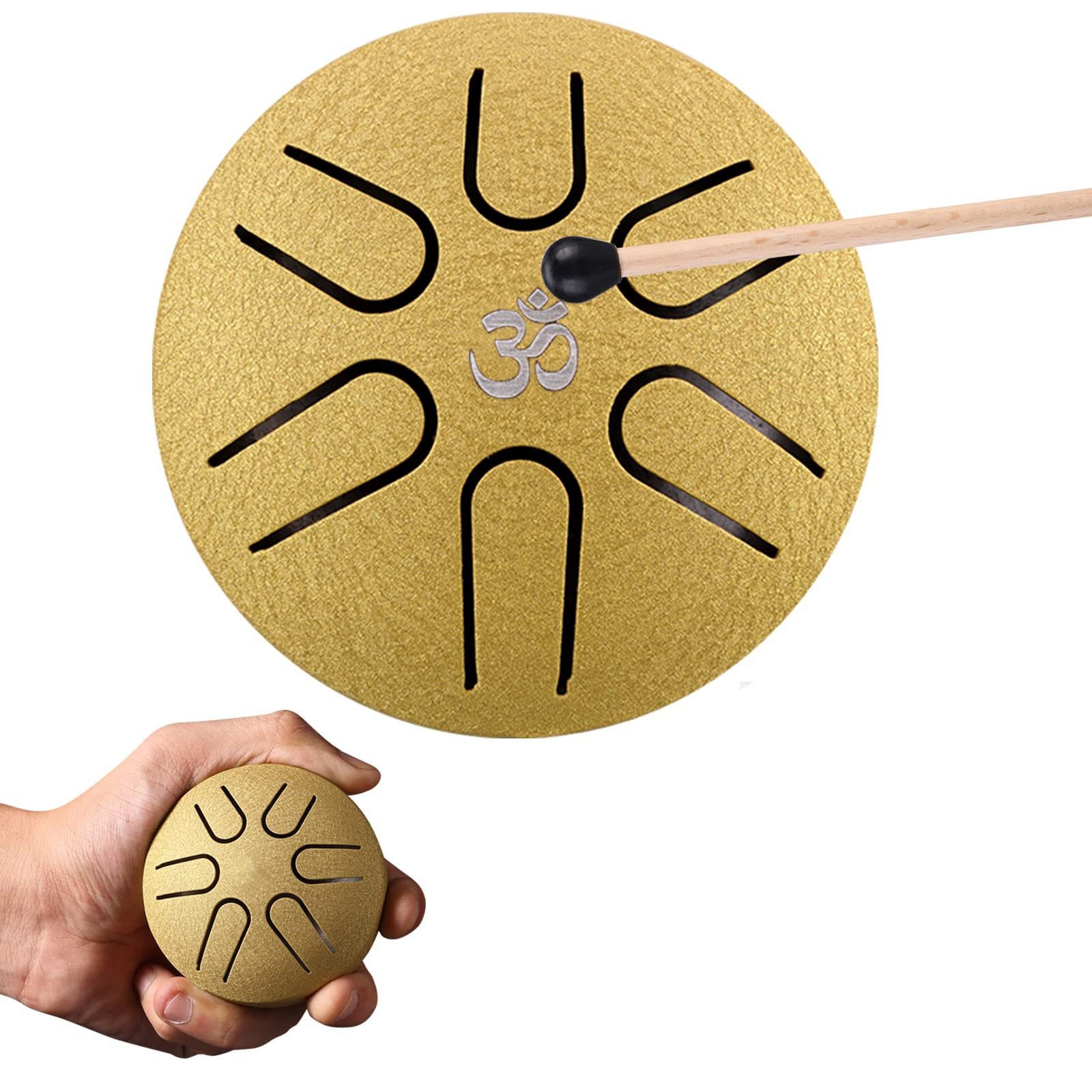 Handtrommel Zungentrommel Tragbare Mini Trommel 3 Zoll 6 Töne Steel Tongue Drum