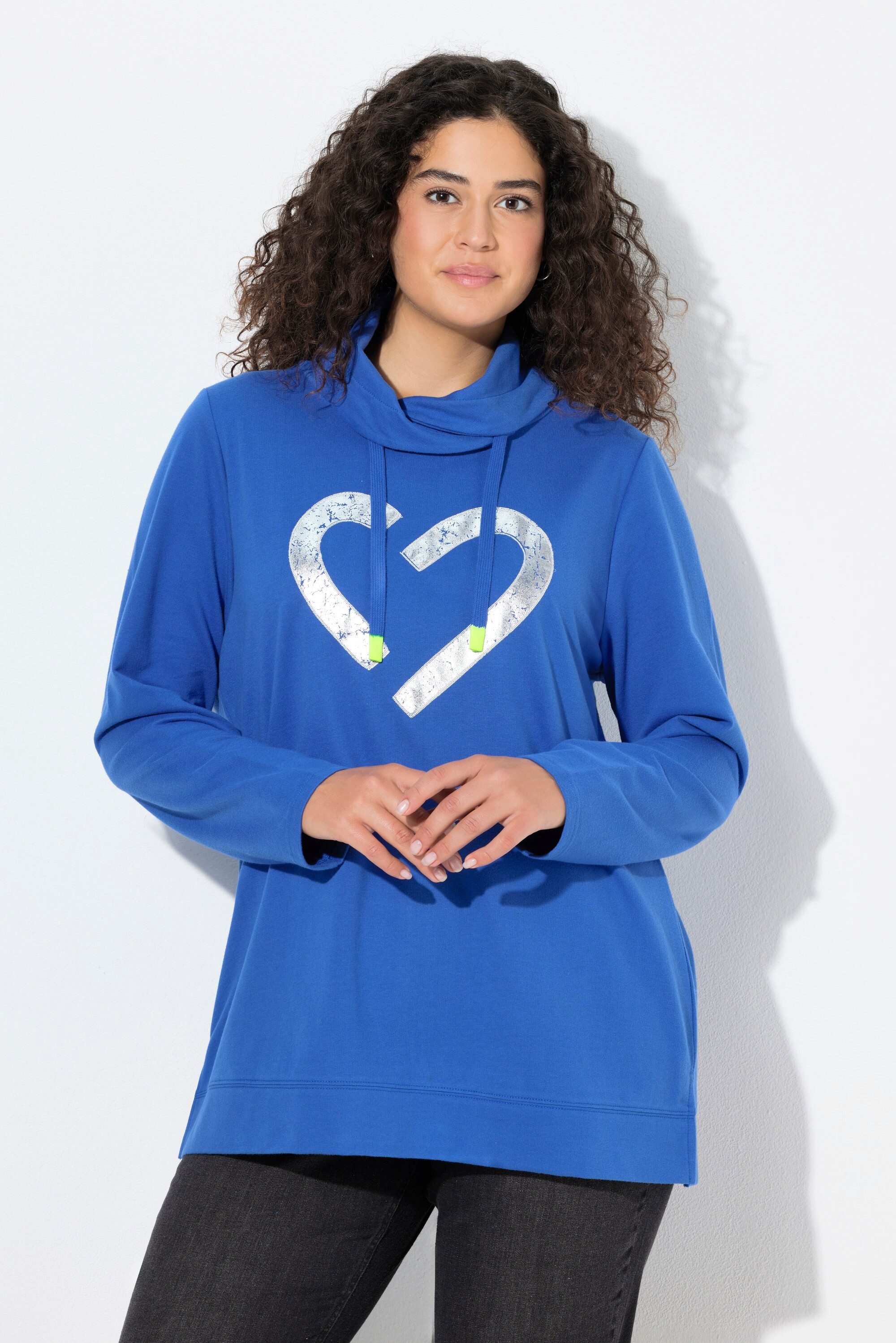 Ulla Popken Sweatshirt Sweatshirt Herz Stehkragen Langarm günstig online kaufen